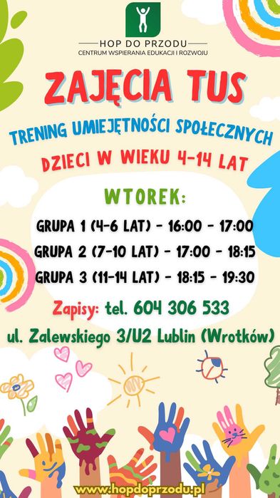 Zajęcia TUS – Trening Umiejętności Społecznych dla dzieci 4–10 lat