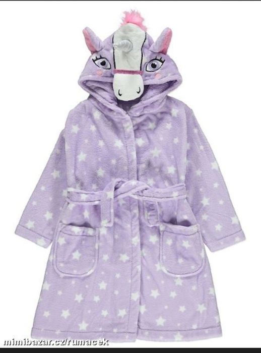 Плюшевий теплий фіолетовий халат єдиноріг з вушками на дівчинку