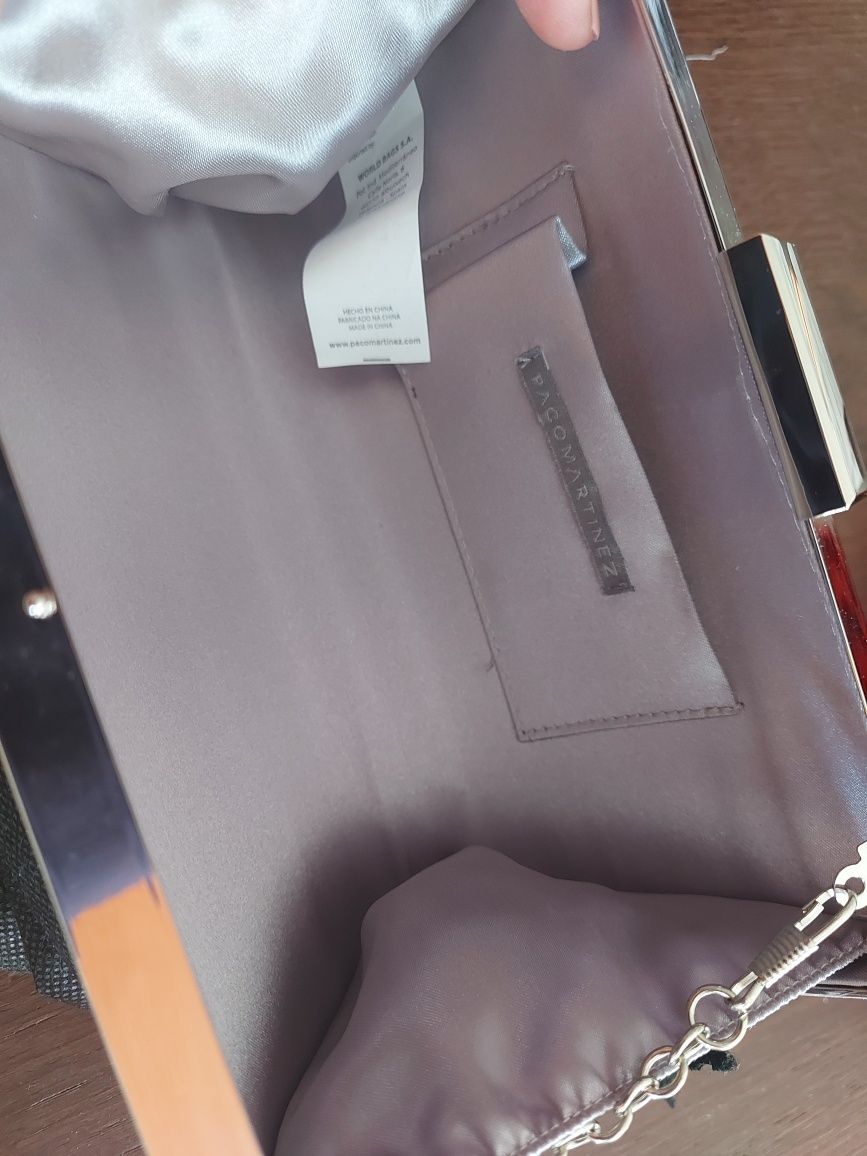 Mala de mão de cerimónia, prateada, clutch Paco Martinez