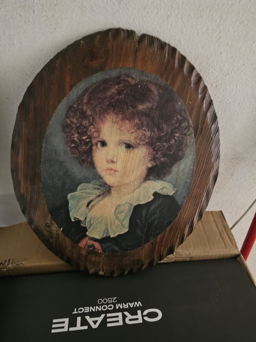 Qudro menino da lagrima antigo pintado na madeira em muito bom estado