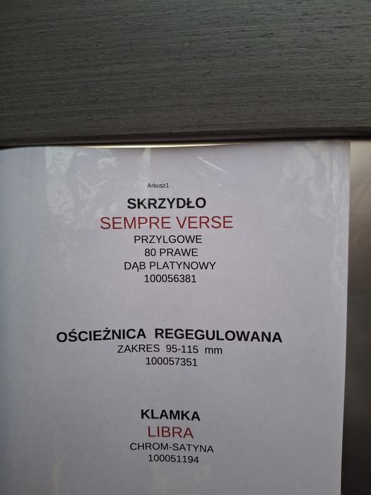 Drzwi skrzydło Sempre Verse kolor szary