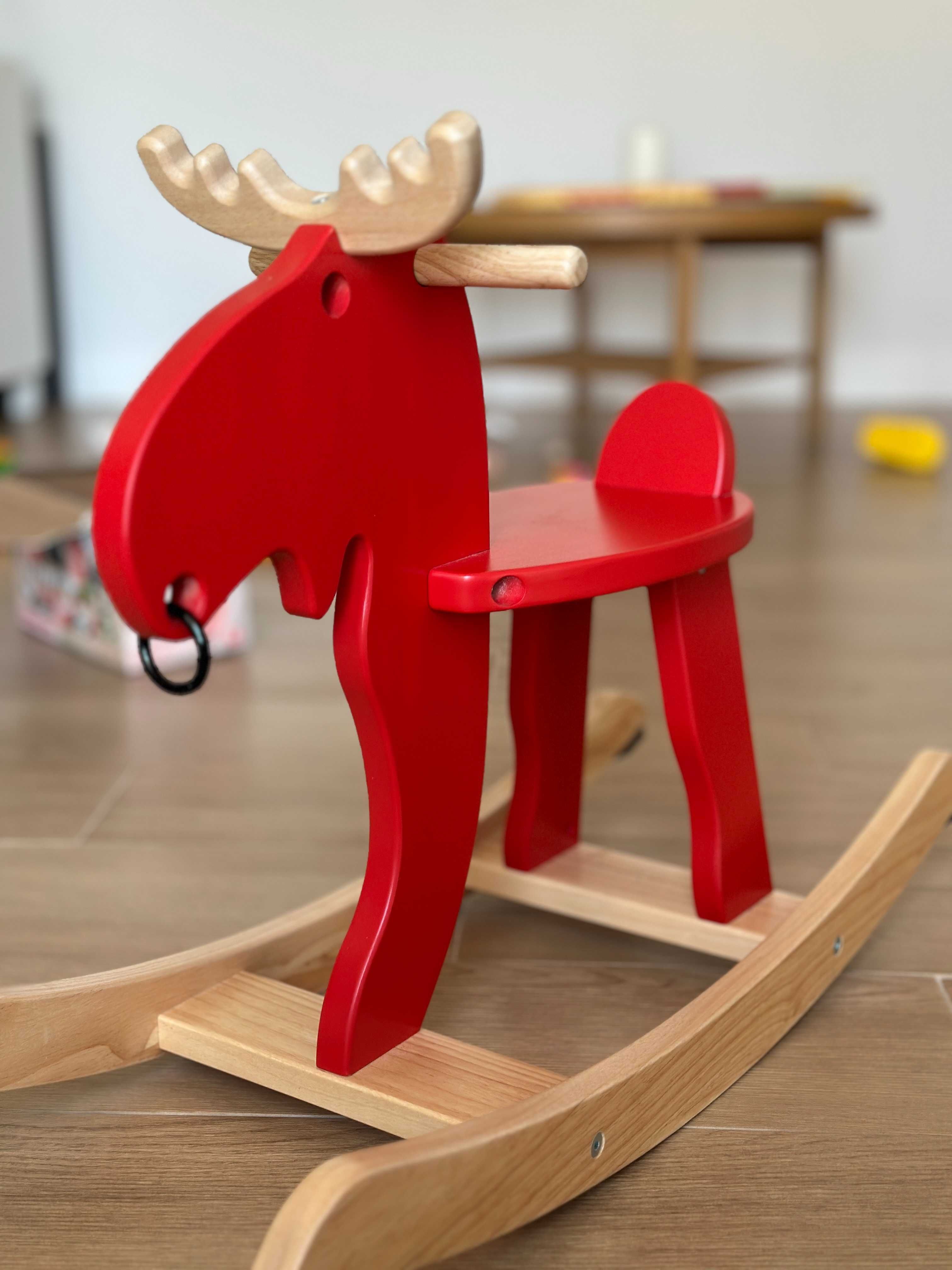 Ikea Cavalo de balanço vermelho infantil de brinquedo de madeira