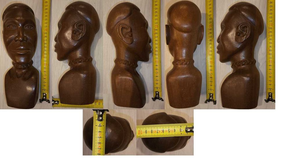 Conjunto de bustos africanos em pau preto e pau rosa