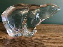 Niedzwiedz krysztalowa figura Hadeland Glass przycisk do papieru
