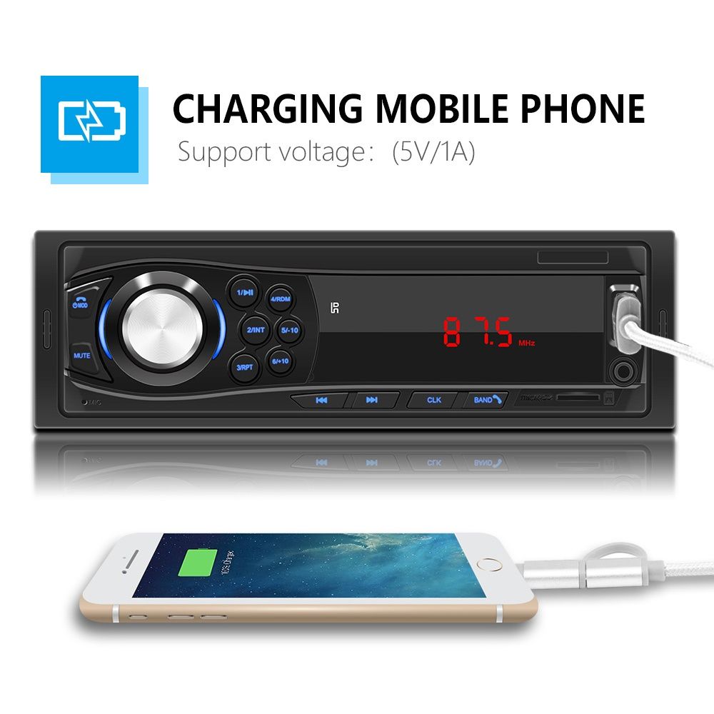 Rádio Universal 1din Bluetooth FM USB Cartão memória NOVO