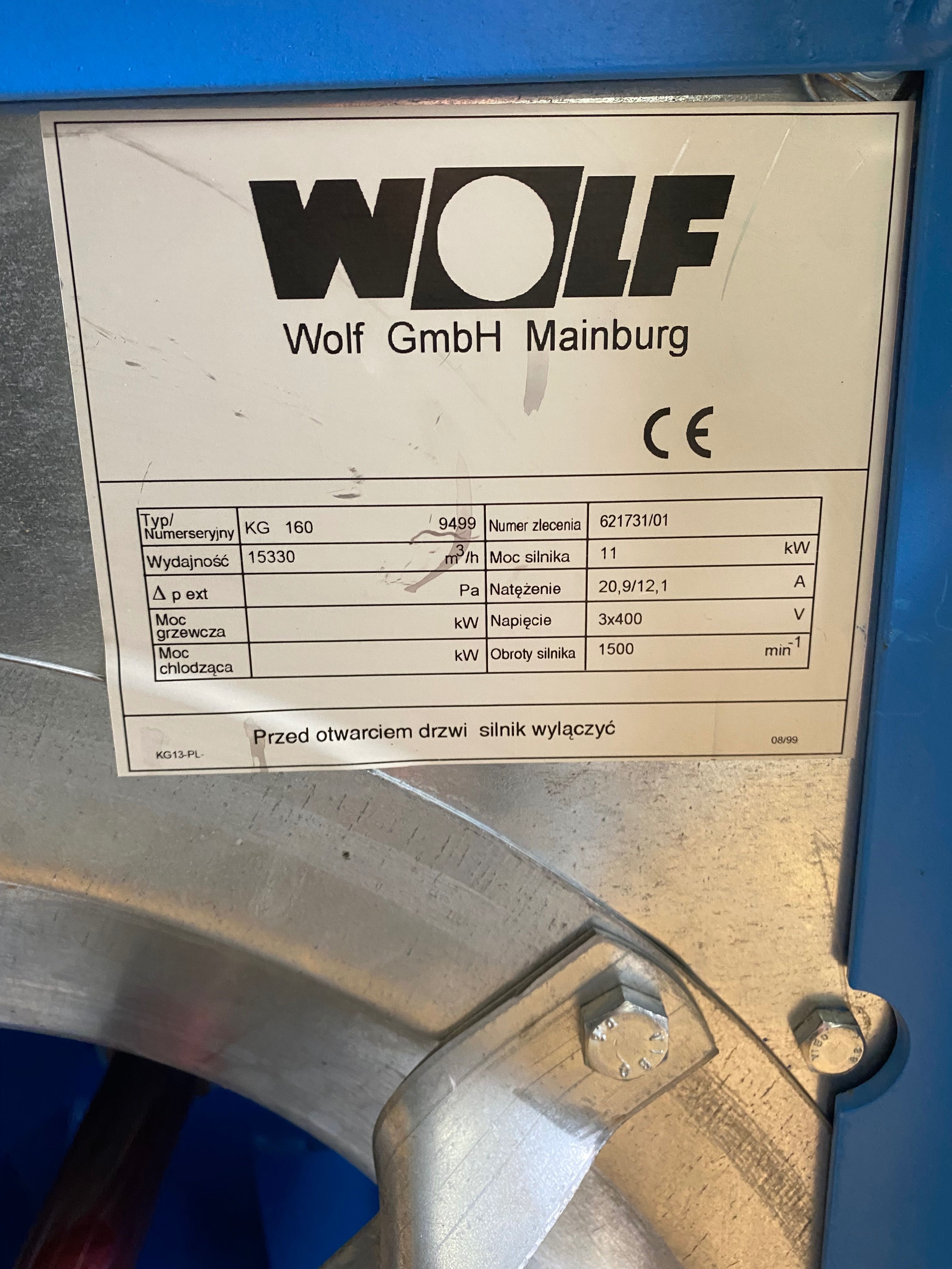 wentylator dmuchawa nawiewny wyciągowy z silnikiem WOLF 11kW
