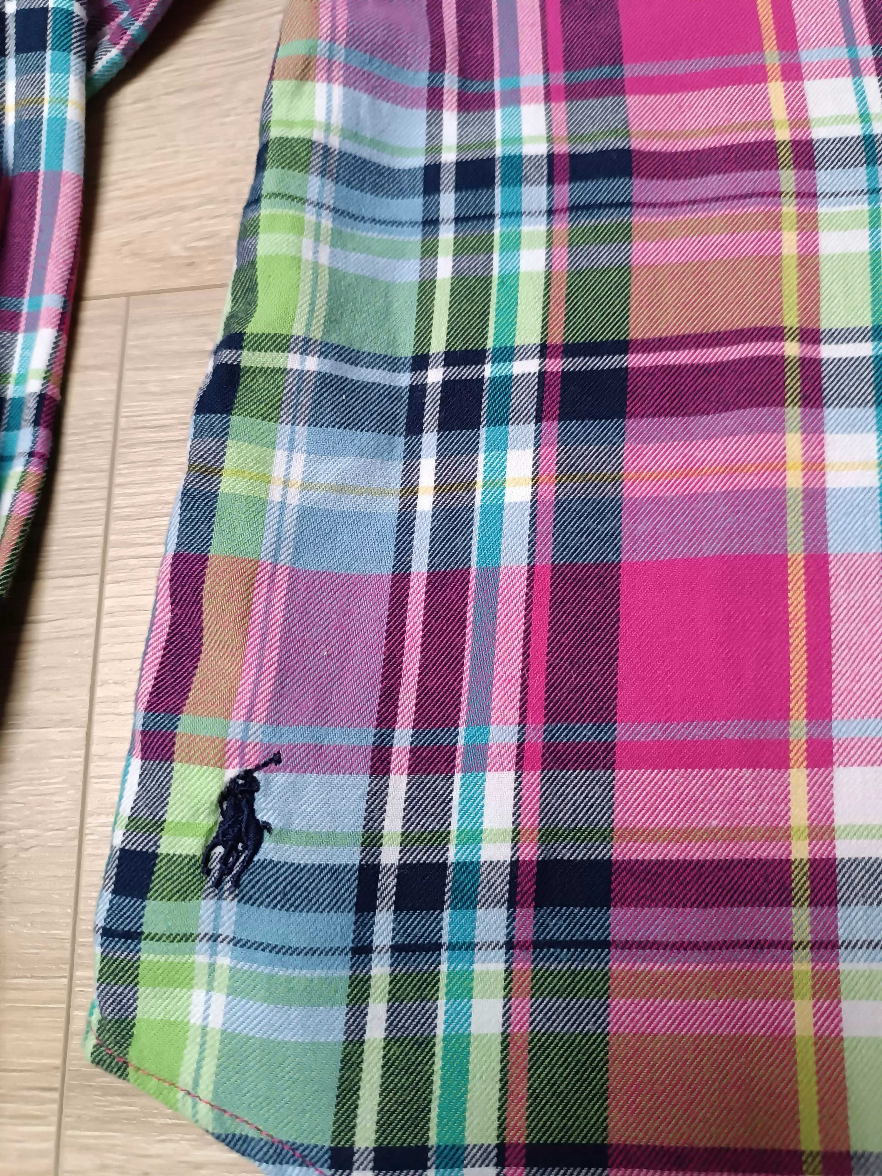 Koszula flanela długi rękaw kieszeń kolorowa krata 'Ralph Lauren' 128
