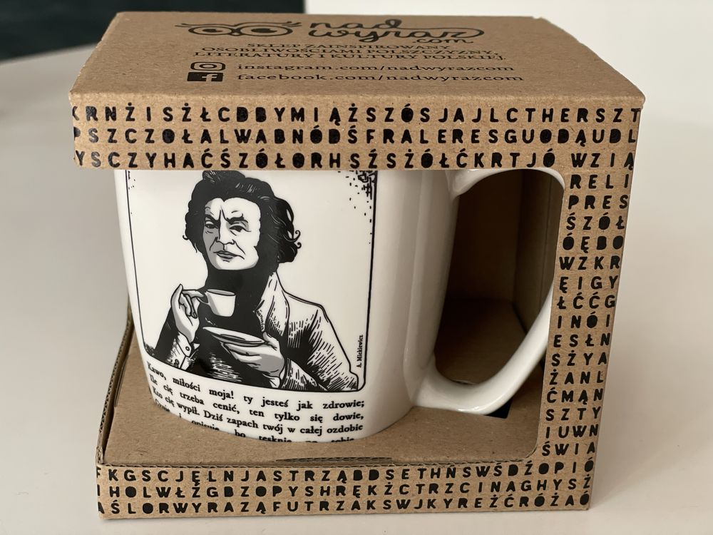 Adam Mickiewicz kubek biały z uchem nadwyraz.com