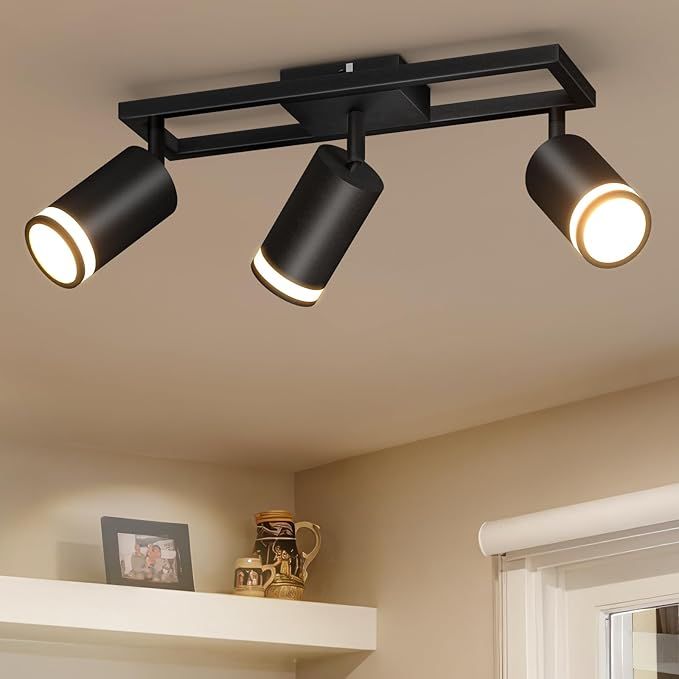 Dehobo Nowoczesna Lampa Sufitowa LED 3 Punktowa GU10, Czarna