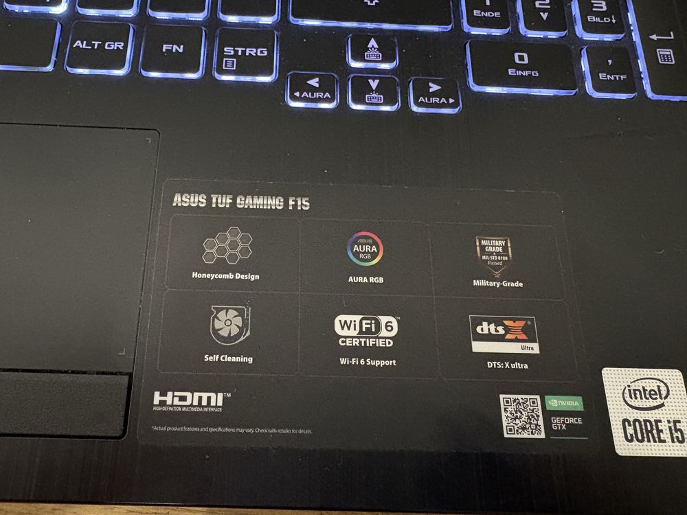 Asus TUF Gaming F15 z pudełkiem