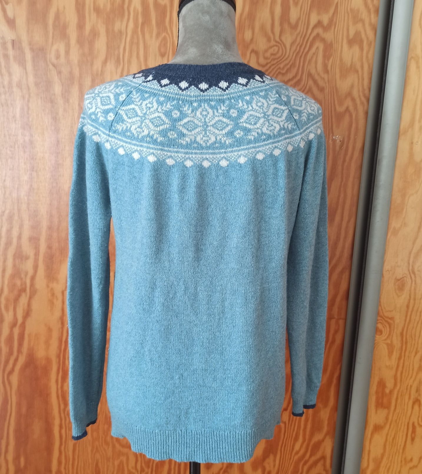 Wełniany sweter Arabella Addison 100% lambswool, skandynawski wzór, bł