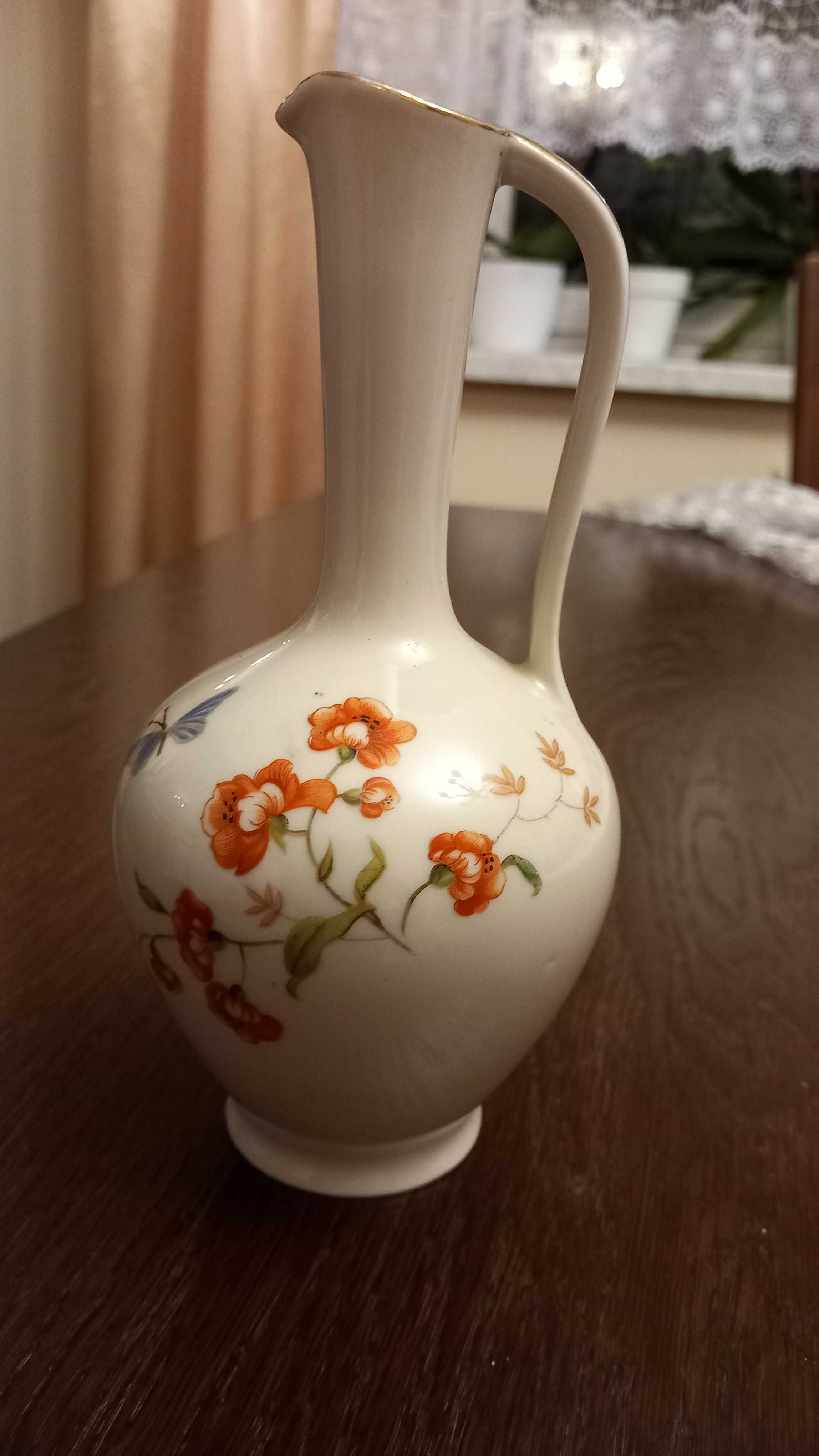 Porcelana Bavaria Rosenthal dzbanek zdobiony kwiatami i złotem