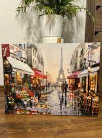 Obraz Paryż 80x60 PARIS Wieża Eiffla Zakochani uliczki (Idealny stan)