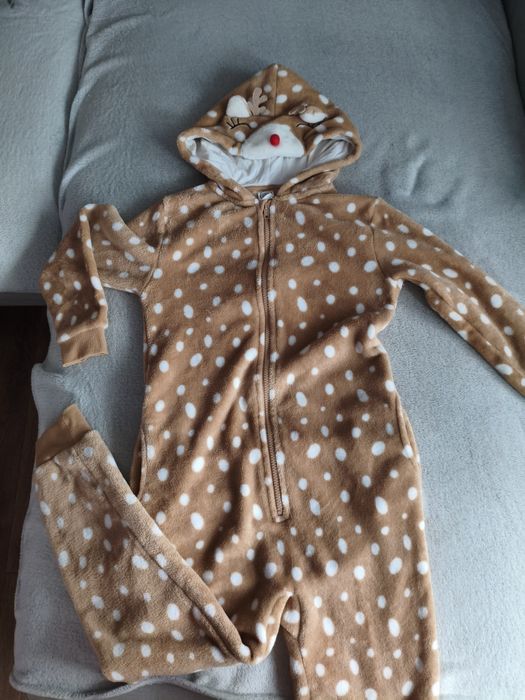 Piżama jednoczęściowa z kapturem, beżowa