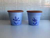 Conjunto de 2 vasos em barro pintado