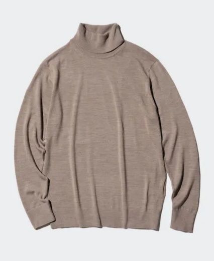 Чоловічий мериносовий гольф, водолазка UNIQLO бежевого кольору