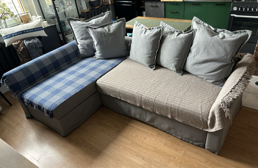 Narożnik kanapa sofa IKEA HOLMSUND szary / rozkładany