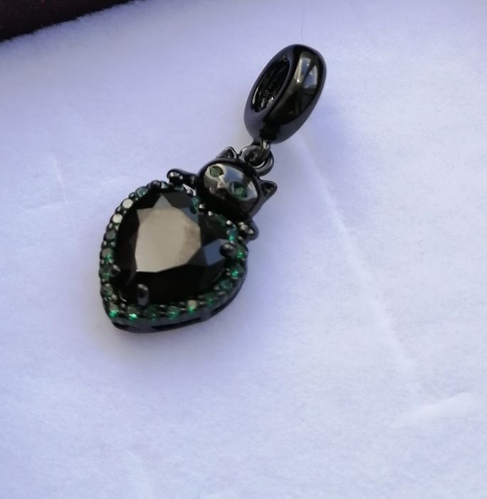 Підвіска срібна котик,чорний кіт,шарм  браслет,кулон з котом,подарунок