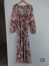 Długa rozkloszowana sukienka w kwiaty H&M
