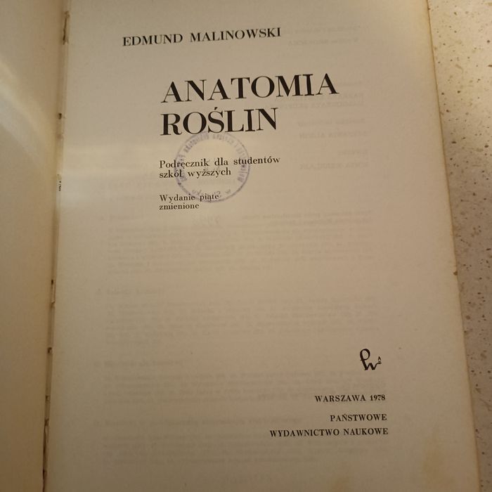 Anatomia Roślin Edmund Malinowski