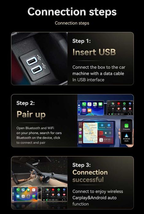 Bezprzewodowy adapter CarPlay 2w1 Android Auto Plug and Play Mini Car