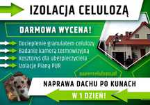 Naprawa po kunach | Ocieplenie pianką PUR | Wdmuchiwanie celulozy
