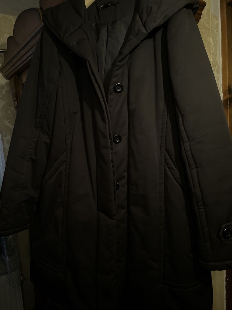 Zimowa kurtka dluga XL ciepla elegancka firmy WE plaszczyk z kapturem