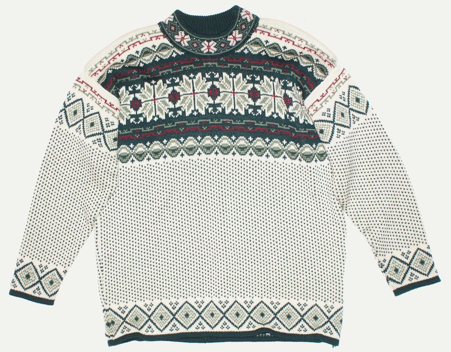Cudny SWETER męski_ecri norweski wzór gruby ciepły Jedyny_L/XL