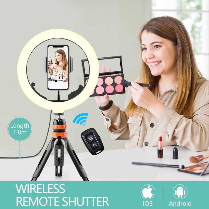 Ring Light Aro Led 10" tripé giratório - 3 cores 11 brilho