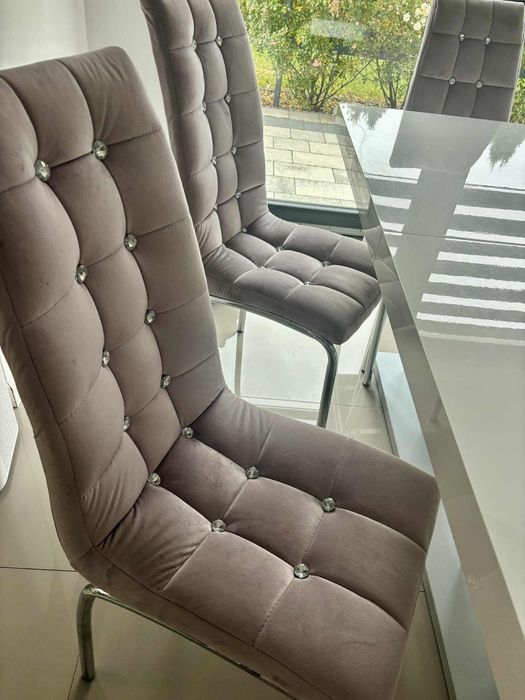 Stół biały w połysku jadalny rozkładany