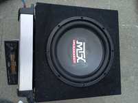 Subwoofer MTX że wzmacniaczem i radiem Sony