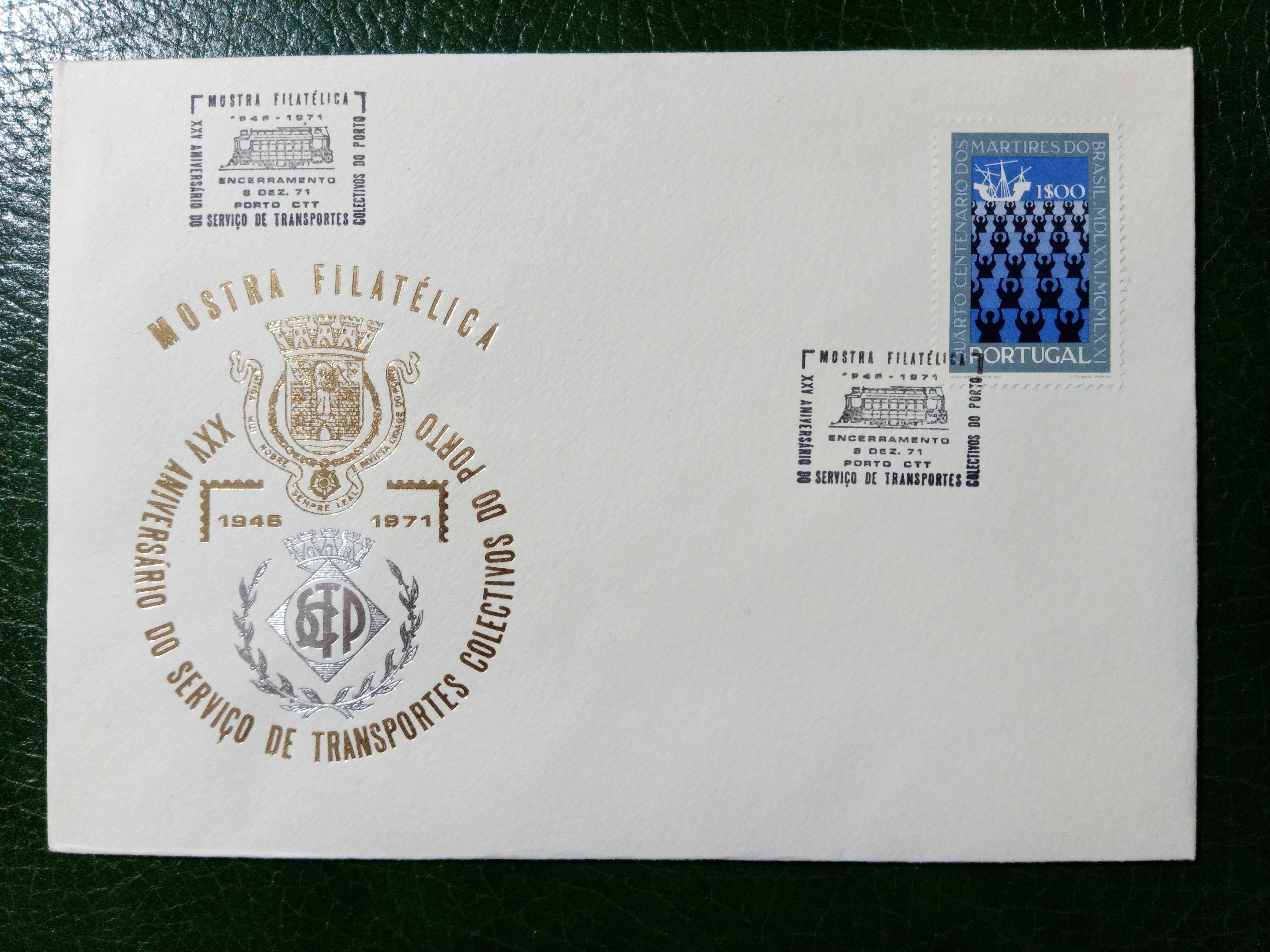 Envelopes comemorativos com selo e carimbos.