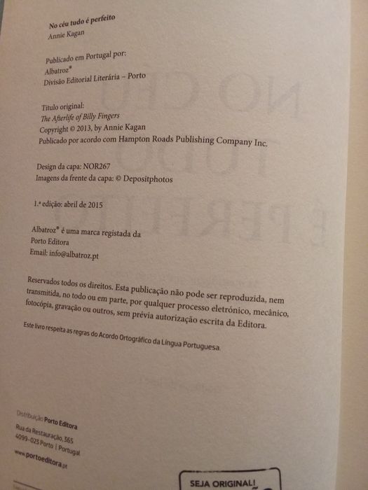 Livro No Céu tudo é perfeito NOVO não foi lido