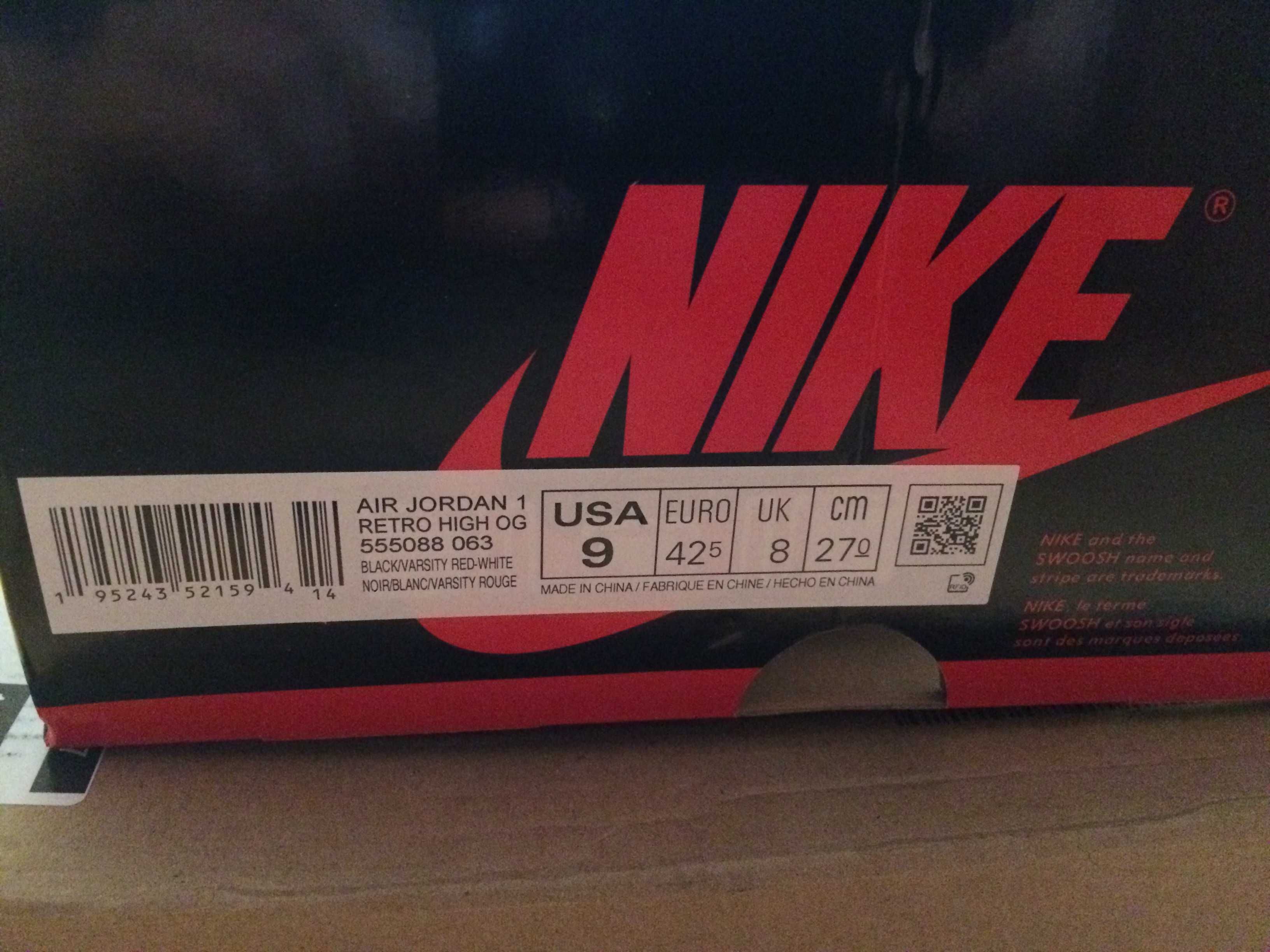 NOWE Air Jordan 1 High OG Patent Bred r.42,5 (9US)