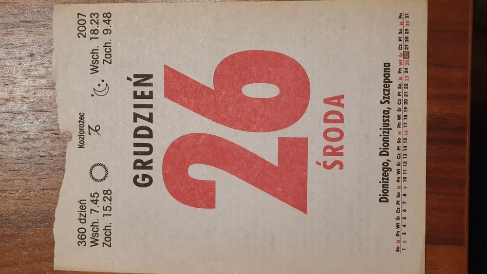 Kartka z kalendarza 26.12.2007