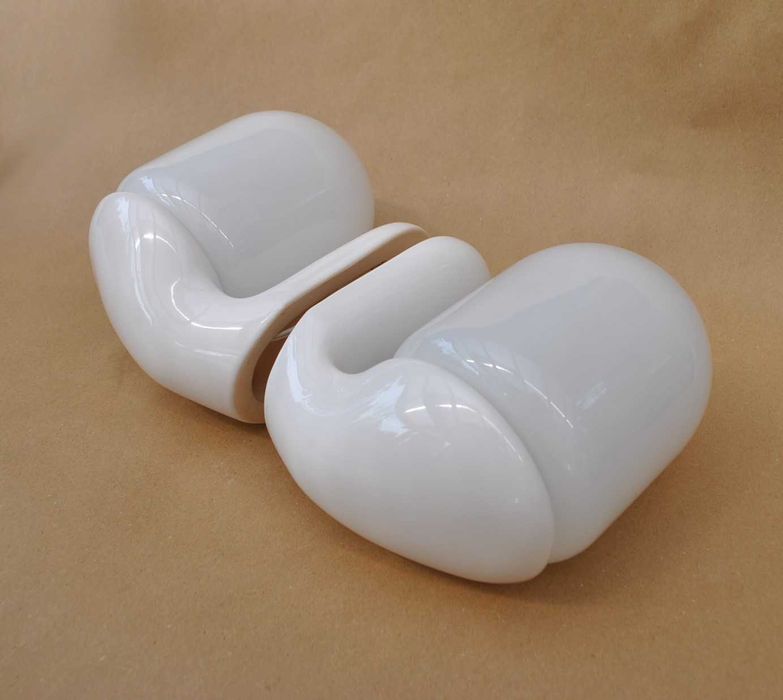2 sztuki dużych kinkietów ceramicznych ze szklanymi kloszami