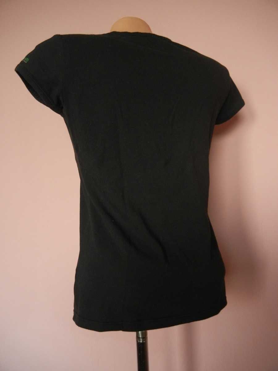 T-shirt damski czarny HENDERSON z aplikacja na rękawie rozmiar M nowy