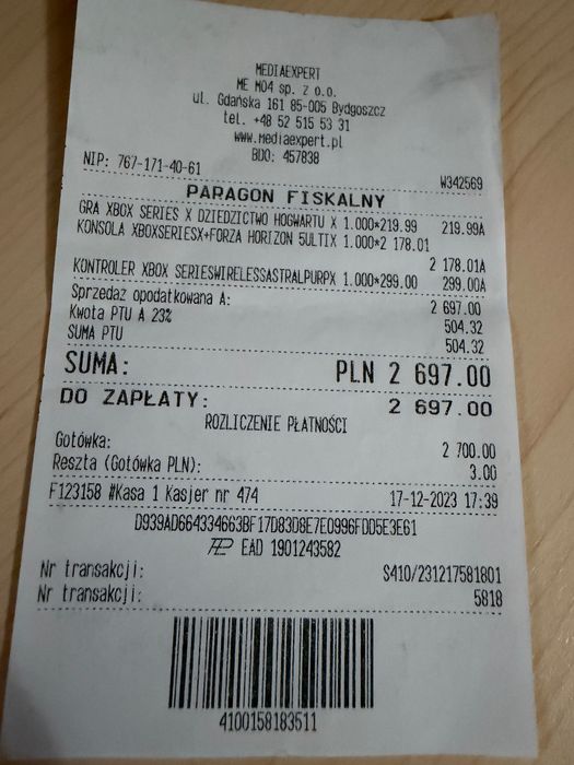 Konsola MICROSOFT Xbox  series X 1 TB 2 pady