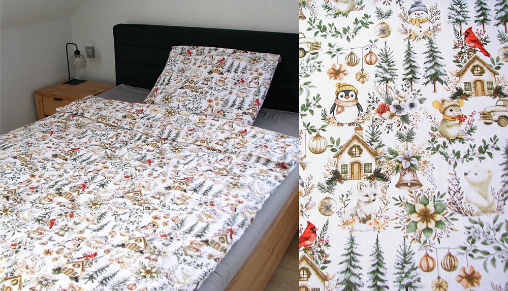 Nowa pościel 140x200 cm z motywem świątecznym zimowym /różne wzory