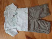 spodnie cargo pants i biała bluzka na długi rękaw