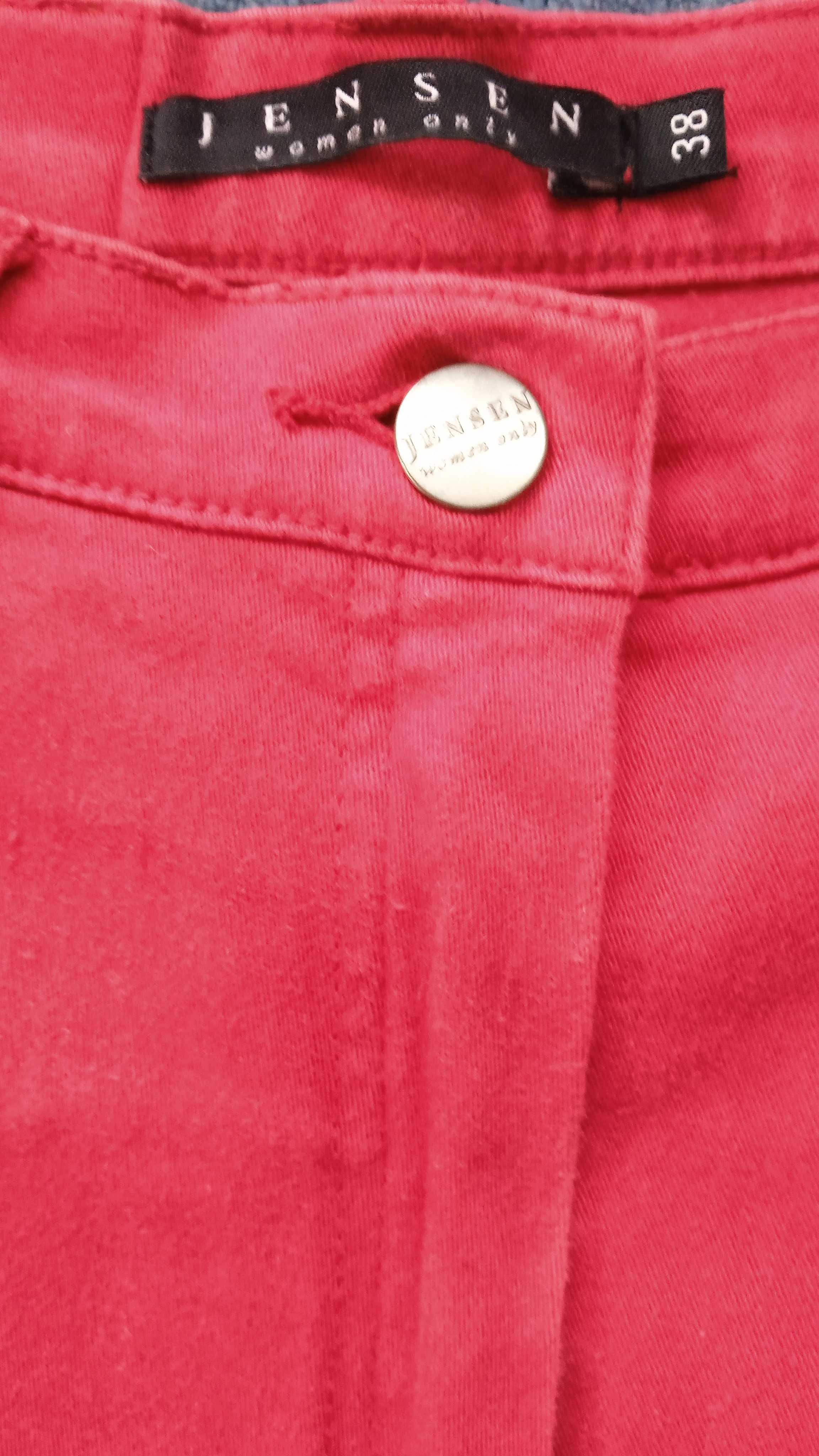 Spodnie damskie JEANSEN, rozmiar 38, czerwone.