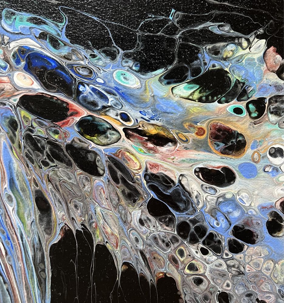 Картина «Місячне сяйво» в техніці (fluid art) 65*65 см.