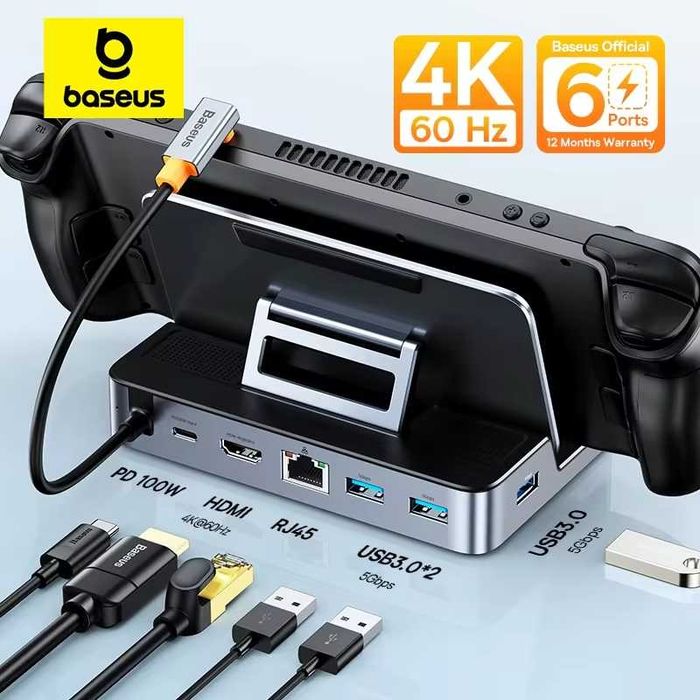 Док-станція Baseus GamerX 6 in 1 | Steam Deck, ASUS ROG Ally, Nintendo