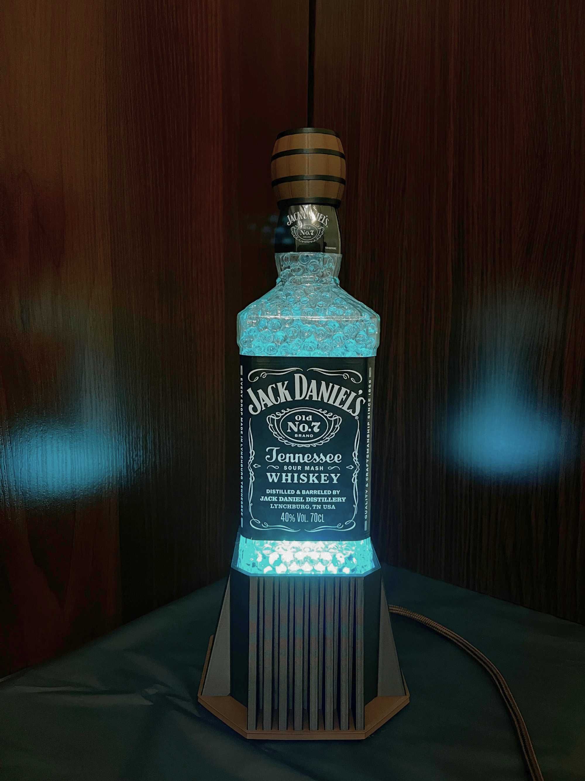 Lampka z butelki Jack Daniel's, prezent, LED RGB + pilot