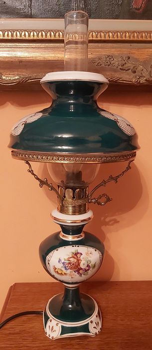 Piękna angielska lampka nocna porcelanowa XXw.