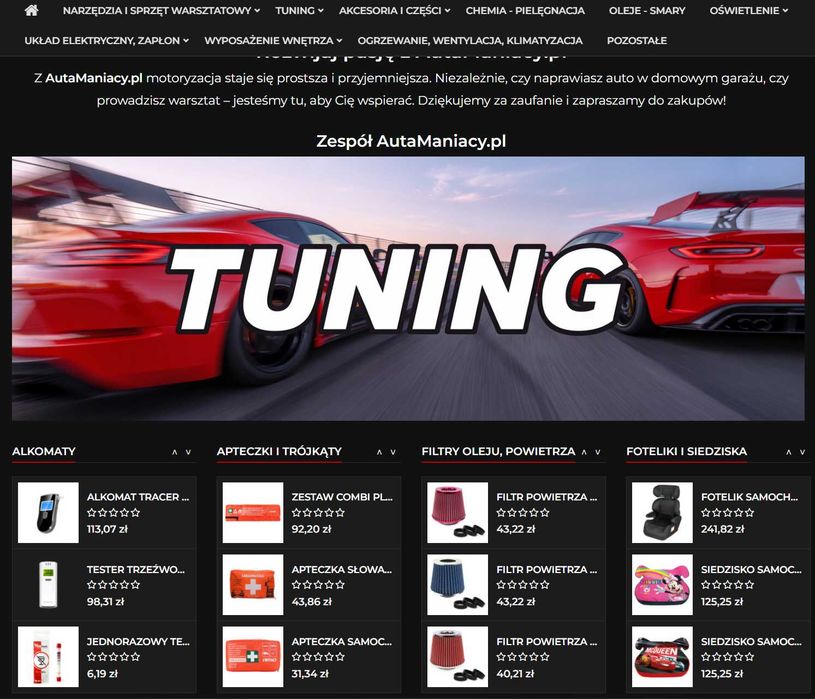 Gotowy sklep internetowy motoryzacyjny AutaManiacy - Sprzedam Biznes