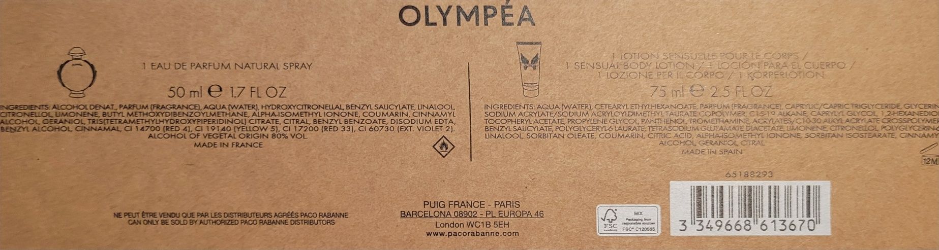 Zestaw Paco Rabanne Olympea  50ml+75mlNowy