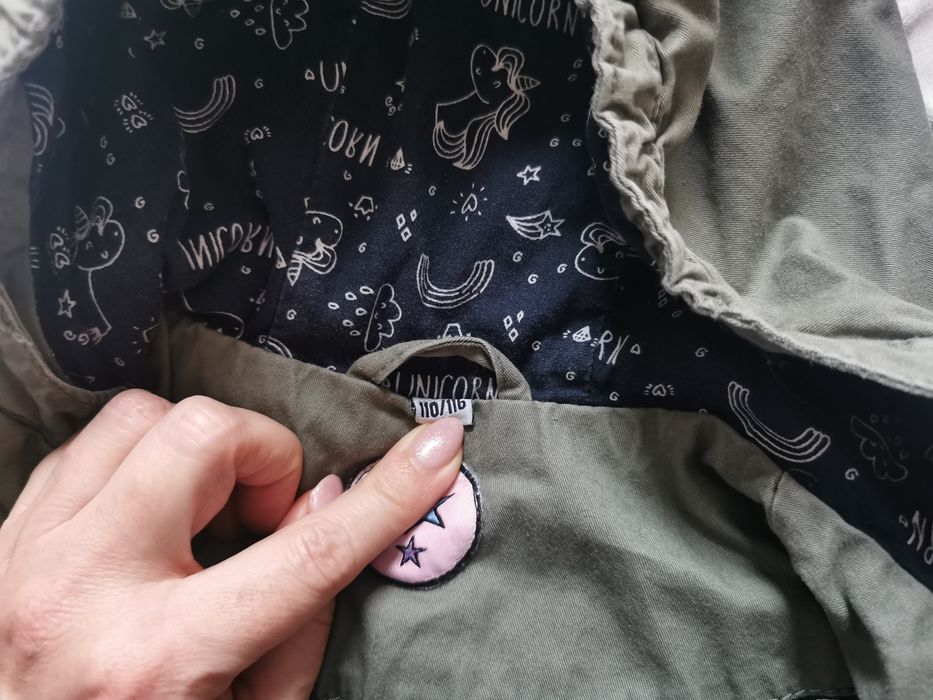 Parka khaki tęcza jednorożce r. 110-116