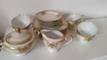 Precioso jogo de cafe porcelana china pintura en relievo po a oro 24k