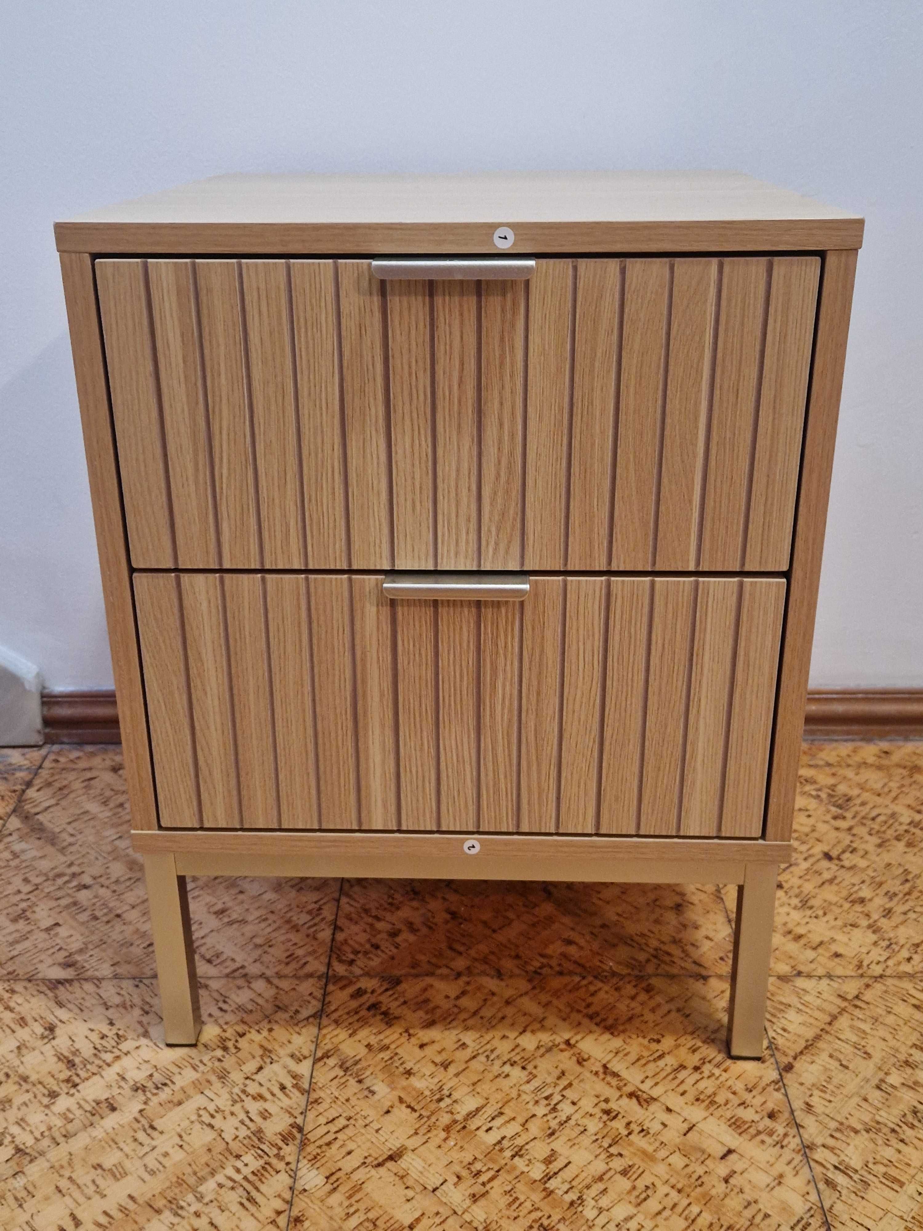 Mesa de cabeceira 2 gavetas em mdf - Bege - Hôma